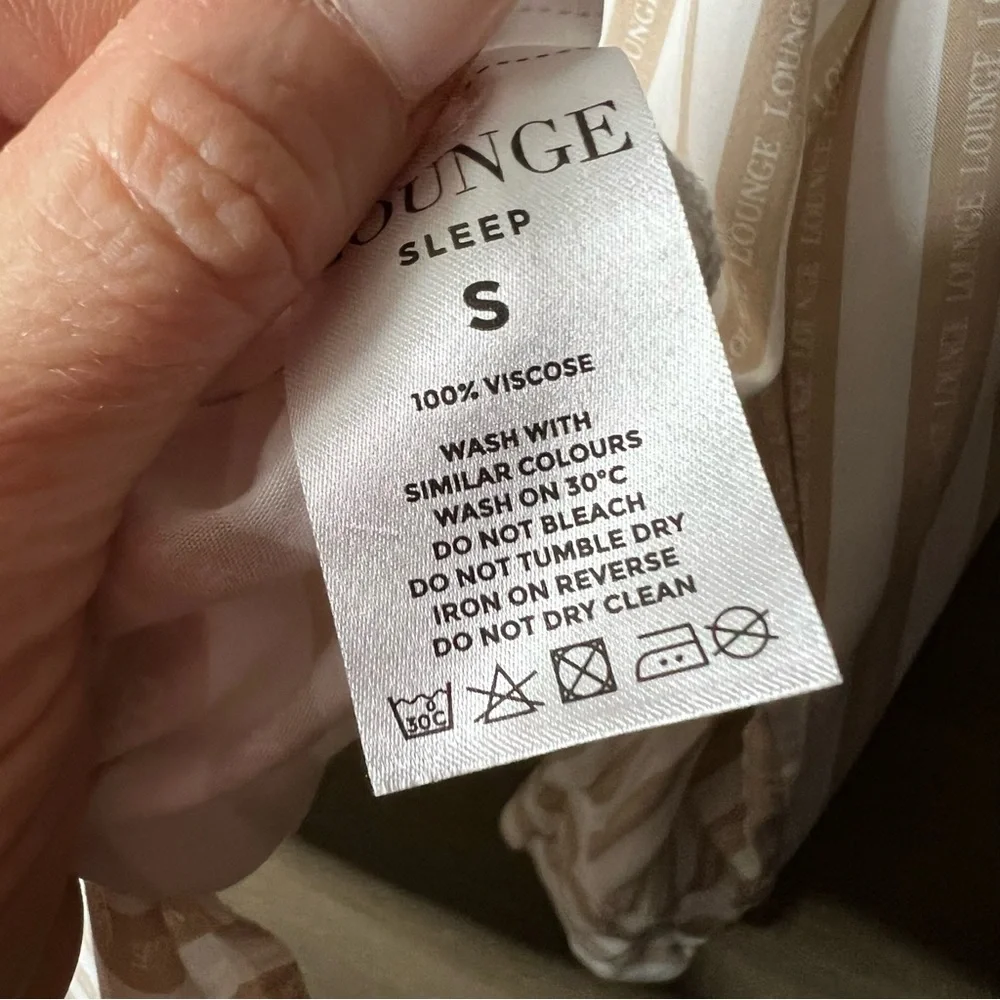 Lounge women’s sleep shirt tan & white stripped size small